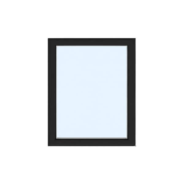 36 in. x 48 in. Elite Euro Black Exterior White Interior Triple-Pane Vinyl Tilt/Turn Window with Screen, RH Inward Swing