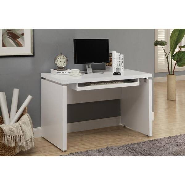 Monarch Specialties Matte White Desk with Keyboard Tray