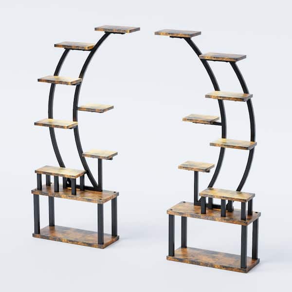 2-piece 9-Tier Metal Plant Stand w/ Grow Lights Plant Stand Large