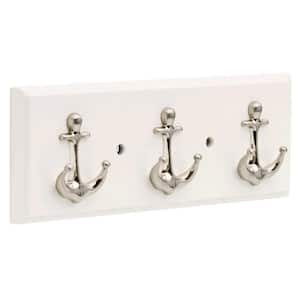 12 in. Flat White and Satin Nickel Anchor Key Rack