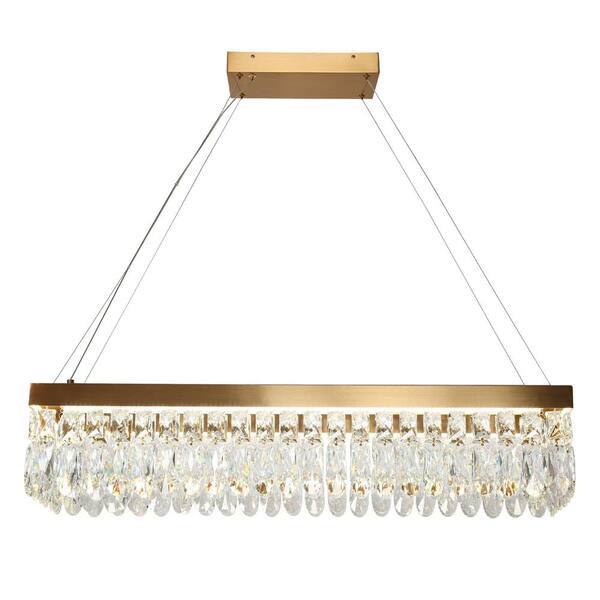 LNC Musesonce 1-Light Dimmable Integrated LED Plating Brass Island Chandelier for Dining Room