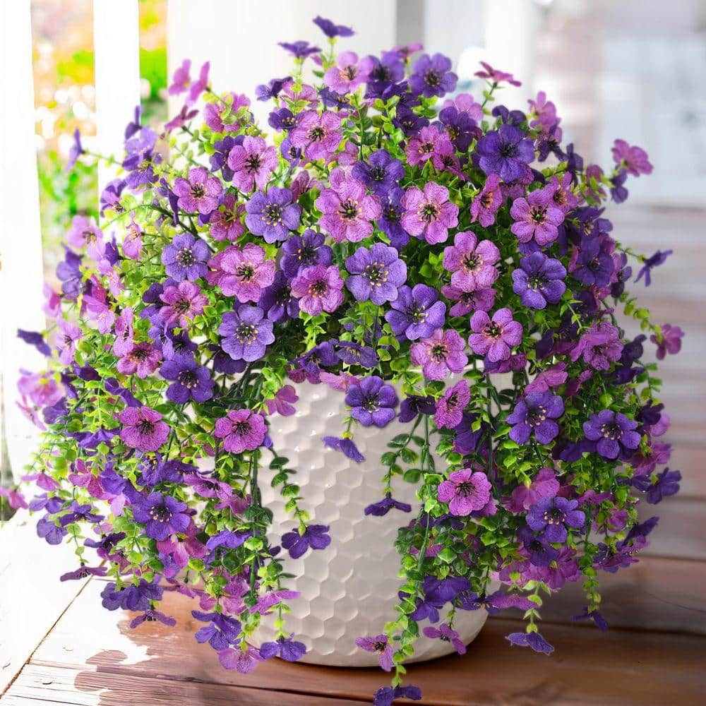 Fake Silk Daisy Flowers 15 in. Purple Artificial Outdoor Plants No