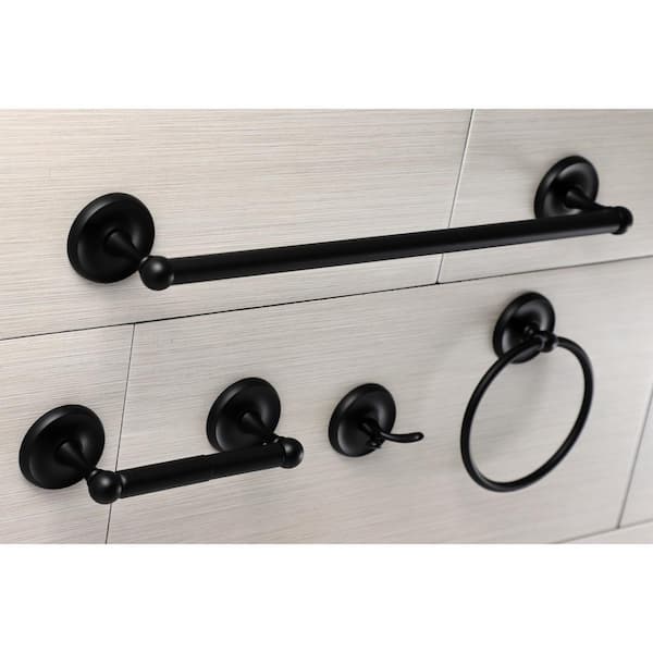 Traditional 4-Piece Bath Hardware Set in Matte Black
