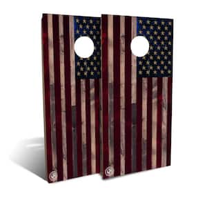 Full Color Rustic Wood American Flag Backyard Cornhole Board Set (Includes 8-Bags)