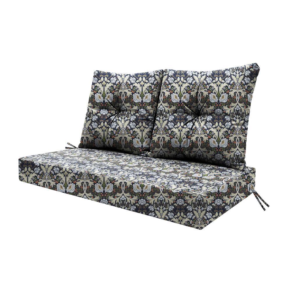 Outdoor Loveseat Deep Seat Cushion Set, 46"x24"x5" High-Density Foam, Zippered Removable Cover for Patio,Floral
