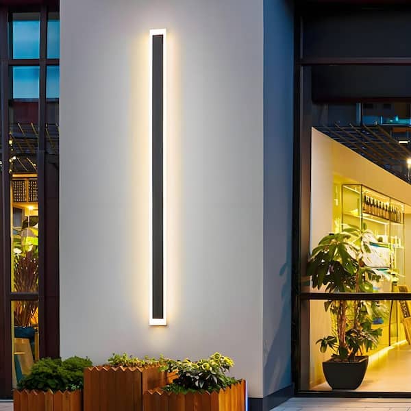 1-Light Black LED Outdoor Wall Light,Modern Integrated Waterproof Wall Lantern Sconce for Garden