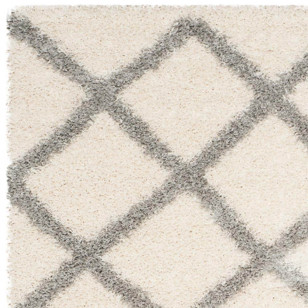 Ivory & Grey Diamond Shag Synthetic Area Rug, 8' x 10'