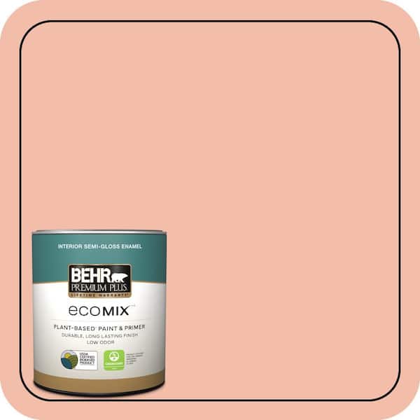 1 qt. Home Decorators #HDC-CT-14A Sunkissed Apricot Semi-Gloss Enamel EcoMix Plant-Based Interior Paint & Primer
