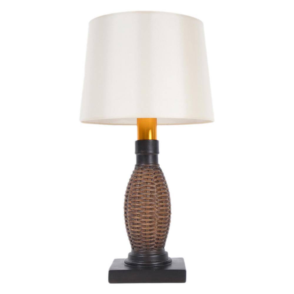 15.75 in. Torch Light Brown Wireless All-Weather Table Lamp