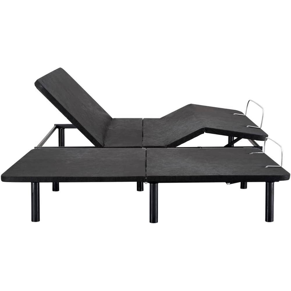 Black King Split Adjustable Metal Bed Frame with Wireless Remote