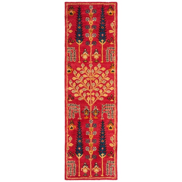 Heritage 2 ft. x 12 ft. Red/Multi Geometric Floral Runner Rug