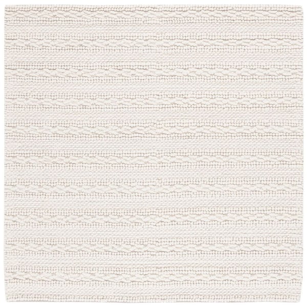 Natura 6 ft. x 6 ft. Ivory Solid High-Low Striped Square Area Rug