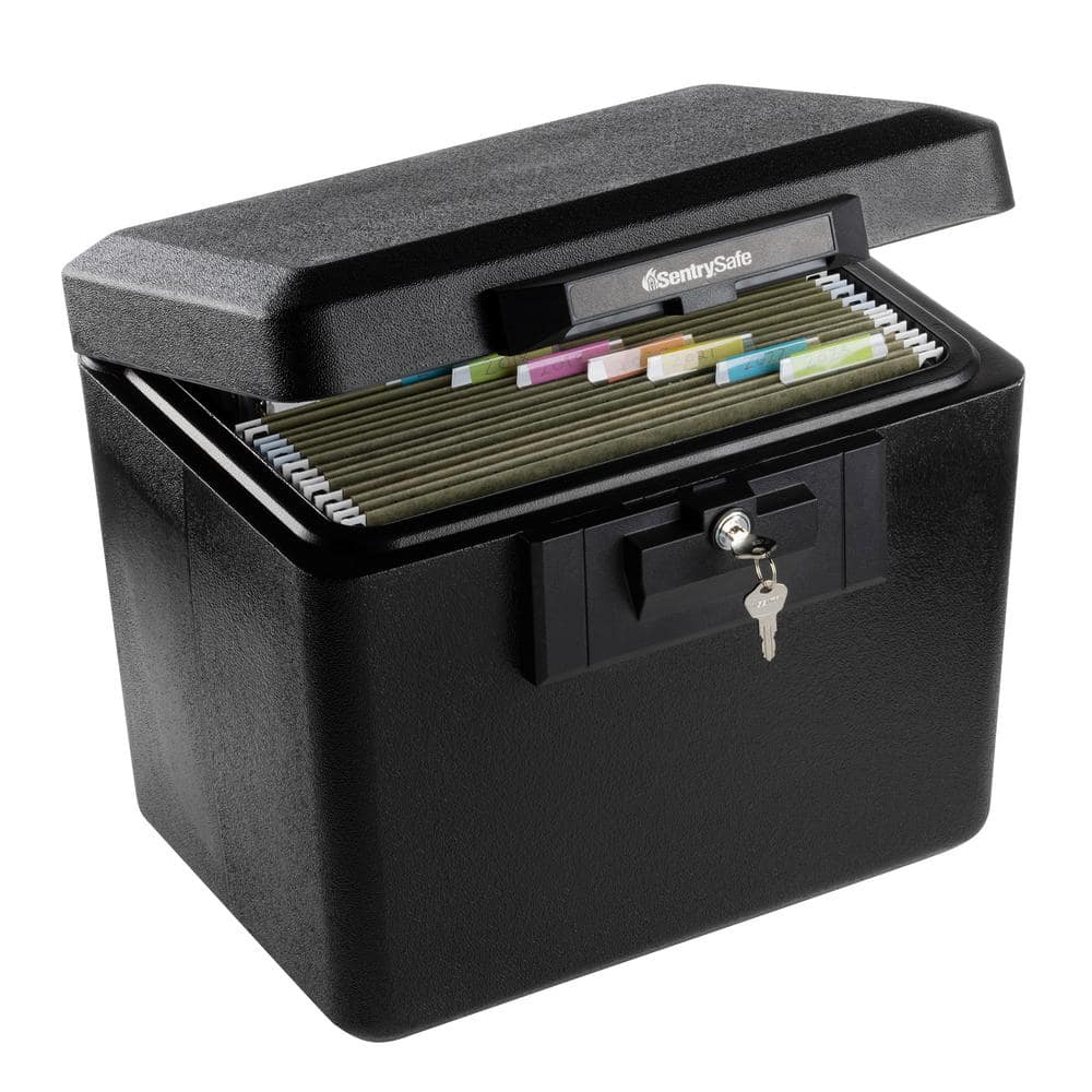 Fireproof Document Box with Lock, 2-Layer File Box Storage