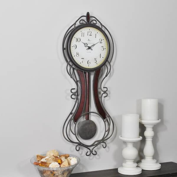 FirsTime 24 in. H Fleur Pendulum Wall Clock
