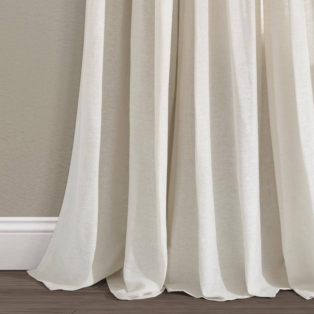 Off White Linen Blend Pleated Rod Pocket Window Panel