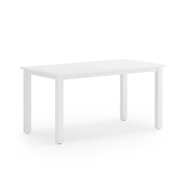cozyman 6-Person White Plastic HDPS Outdoor Dining Table Weather-Resistant Rectangle Patio Dining Table for Outside Indoor