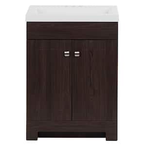 Lena 24 in. W x 17 in. D x 34 in. H Single Sink Freestanding Bath Vanity in Elm Ember with White Cultured Marble Top