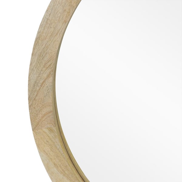 Noble House Cheval 23. 50 in x 23.50 in. Modern Round Framed Natural Accent  Mirror 70783 - The Home Depot