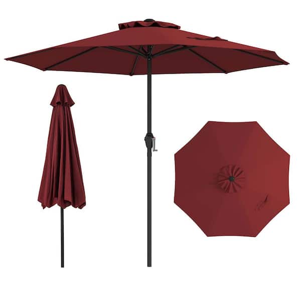 8.5 ft. Outdoor Patio Umbrella Modern Table Umbrella W/8 Heavy Duty Ribs Sun-Proof Wine