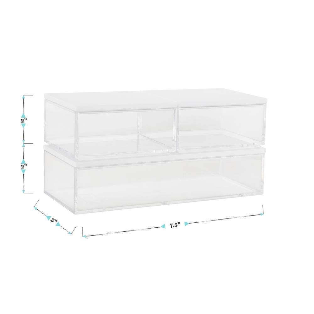 Clear Stackable Plastic Storage Bins with White Lids, 3 Pack
