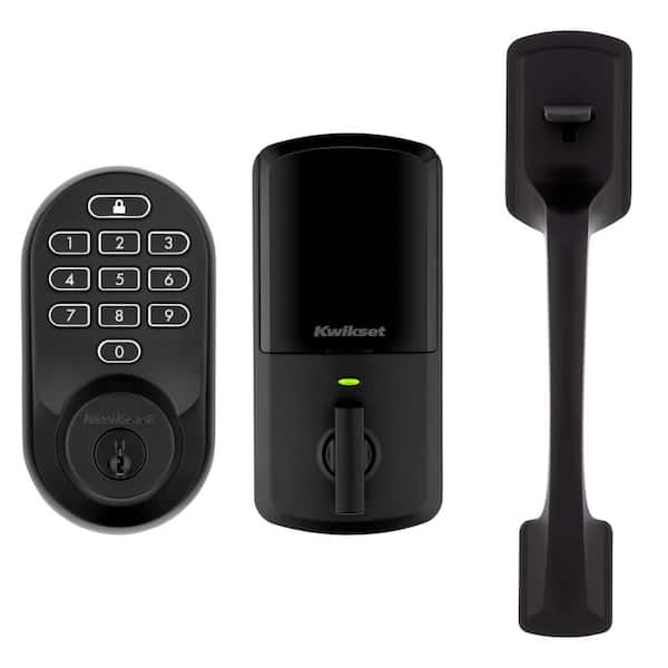 HALO Matte Black Keypad Wi-Fi Electronic Smart Lock Deadbolt with Prague Handleset and Pismo Knob Combo Pack