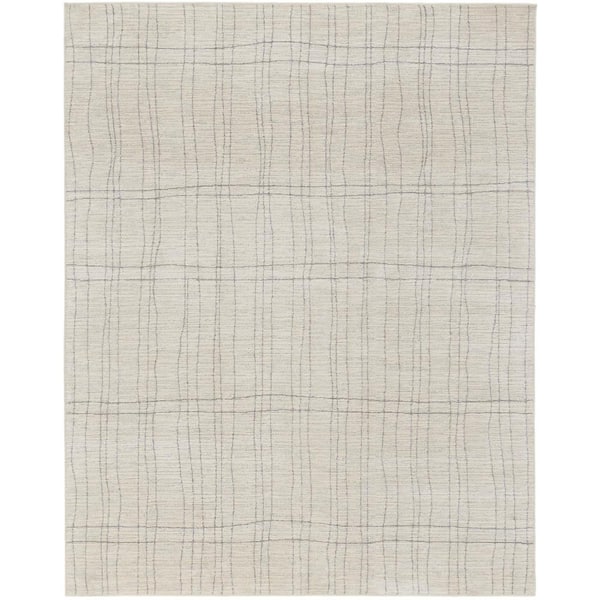 Nourison Santa Cruz Ivory Grey 9 ft. x 12 ft. Abstract Contemporary Area Rug