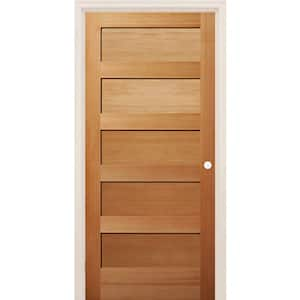 24 in. x 80 in. 5-Panel Left-Handed Shaker Unfinished Fir Wood Single Prehung Interior Door