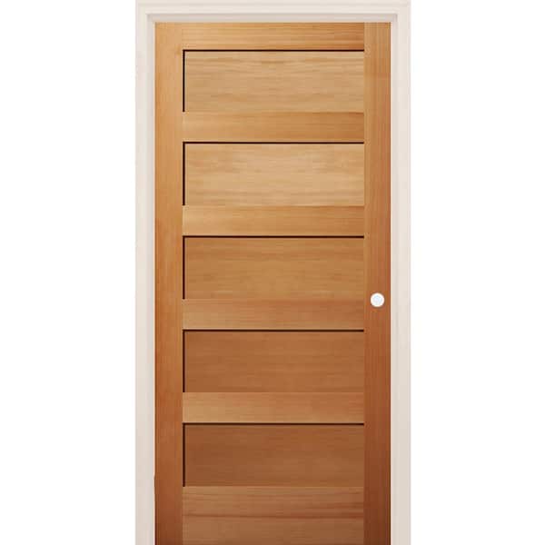 Builders Choice 28 in. x 80 in. 5-Panel Left-Handed Shaker Unfinished Fir Wood Single Prehung Interior Door