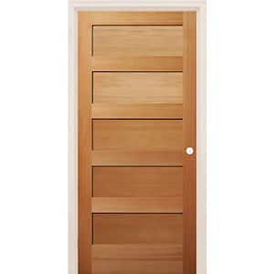 30 in. x 80 in. 5-Panel Left-Handed Shaker Unfinished Fir Wood Single Prehung Interior Door