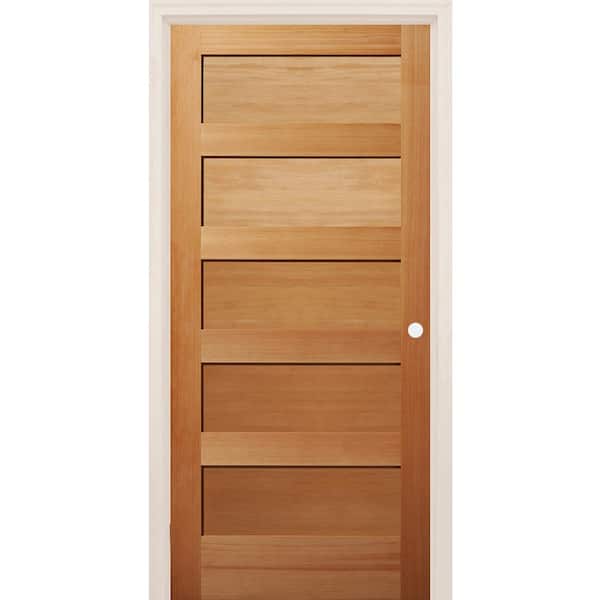 32 in. x 80 in. 5 Panel Shaker Left-Handed Unfinished Fir Single Prehung Interior Door