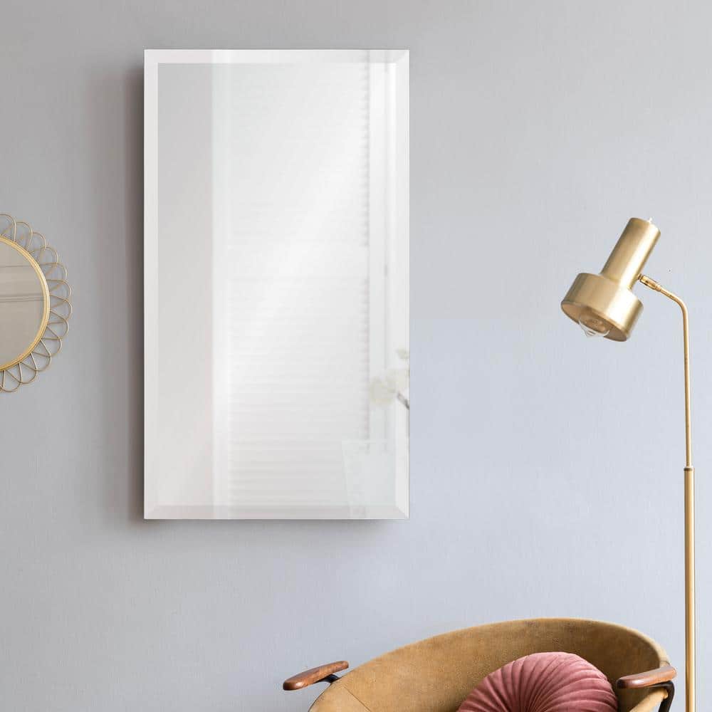 Sleek Frameless Beveled Rectangular Wall Mirror 20" x 34"