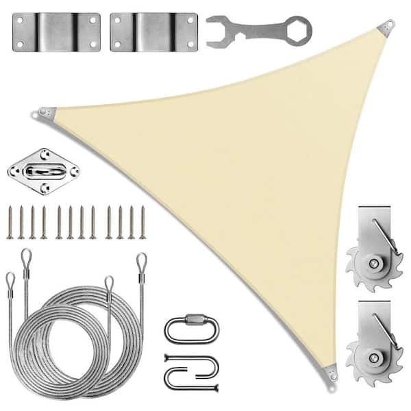 Super Ring 32 ft. x 32 ft. x 32 ft. Triangle Sun Shade Sail with Winch ...