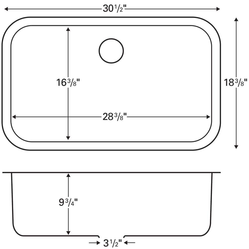 Large Stainless Steel Single Basin Drop-In Kitchen Sink