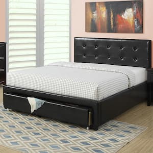 Faux Leather Black Upholstered Full Size Bed