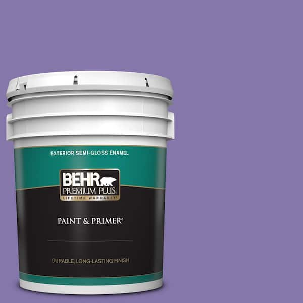 BEHR PREMIUM PLUS 5 gal. #640B-6 Grape Parfait Semi-Gloss Enamel Exterior Paint & Primer