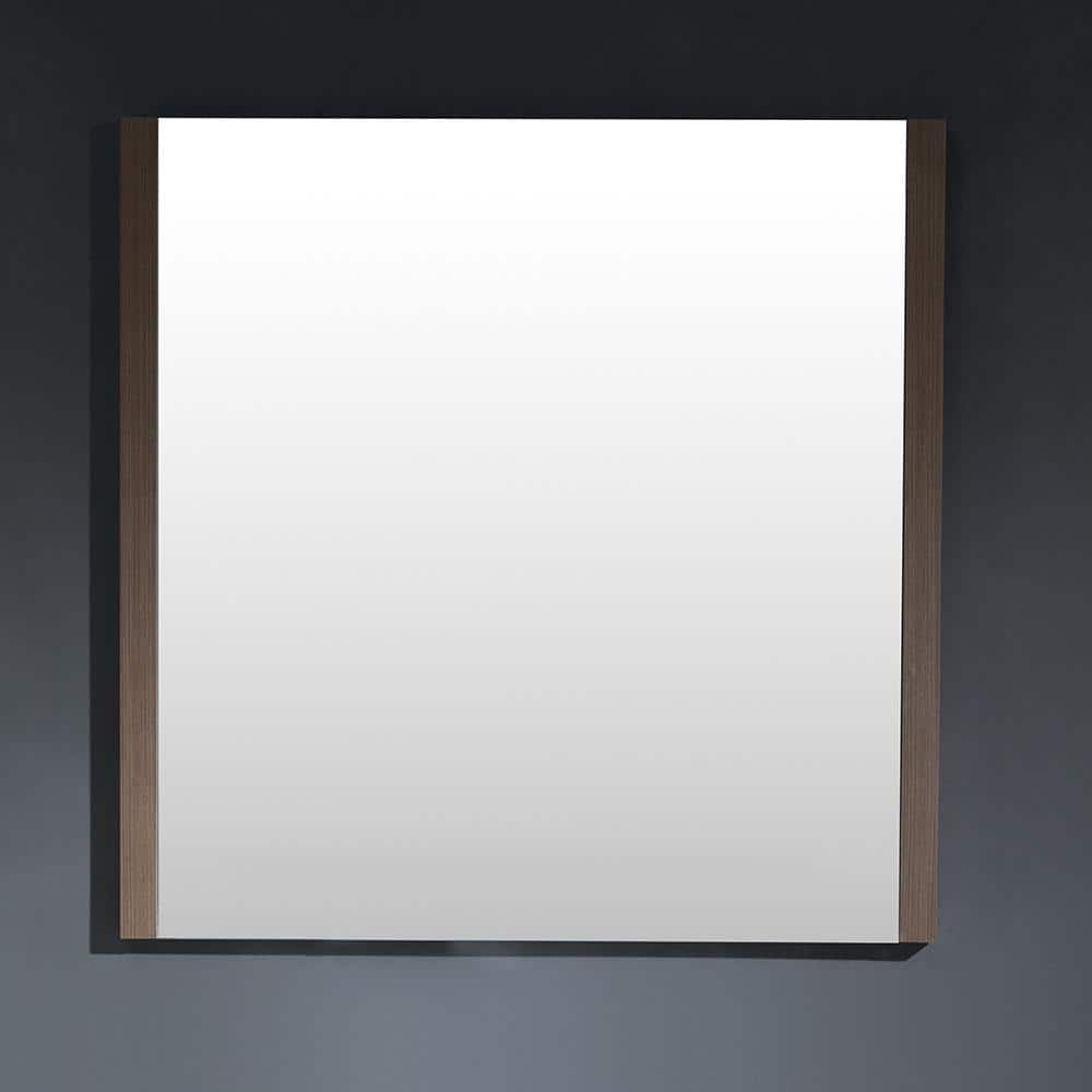 Sleek Gray Oak 25.5"x31.5" Modern Rectangular Bathroom Vanity Mirror