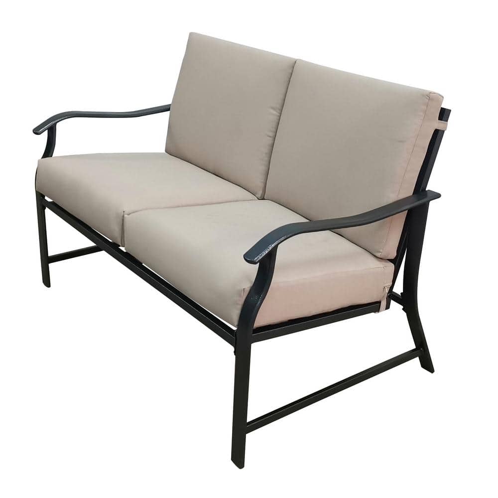2--Piece Metal Black Outdoor Patio Loveseat and Teapoy with Beige Cushion price history on PriceWatchPro