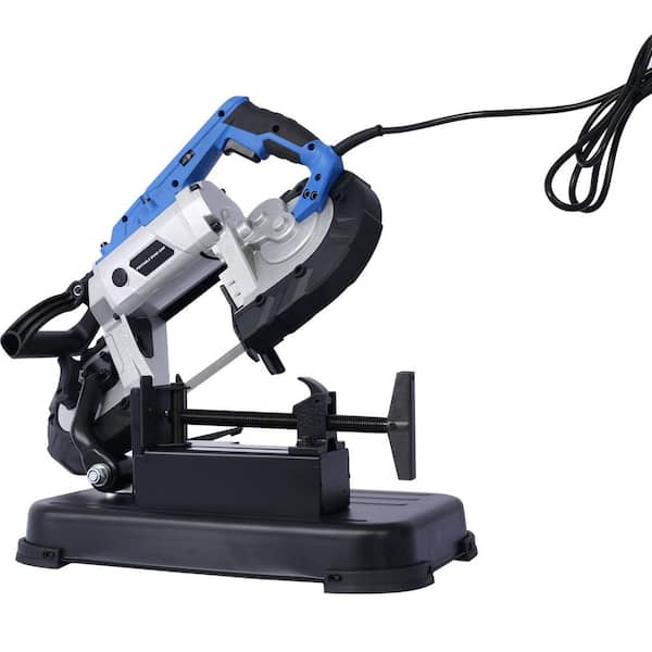 High-Performance Portable Band Saw with Removable Steel Base, 45°-90° Cutting, 10A 1100W Motor, 5 in. Depth Cut