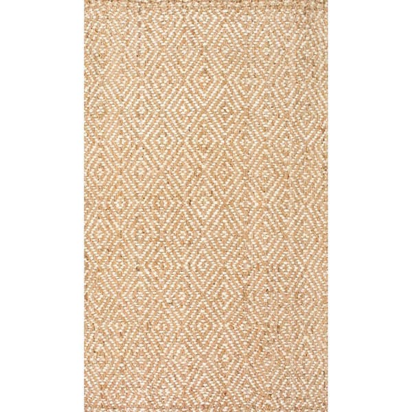 nuLOOM Alanna Diamond Jute Natural 8 ft. x 10 ft. Area Rug