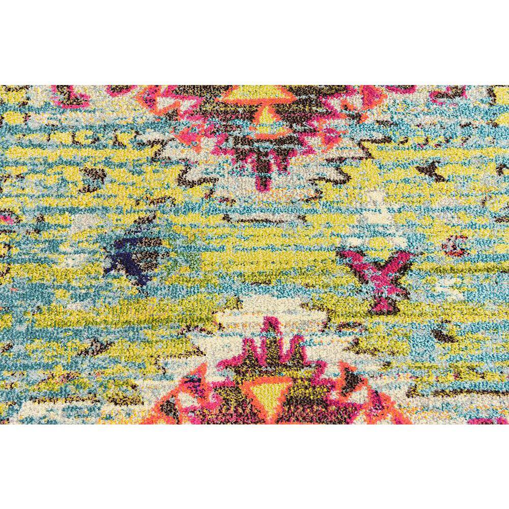 Abstract Blue Synthetic 5' x 8' Easy-Care Rectangular Rug