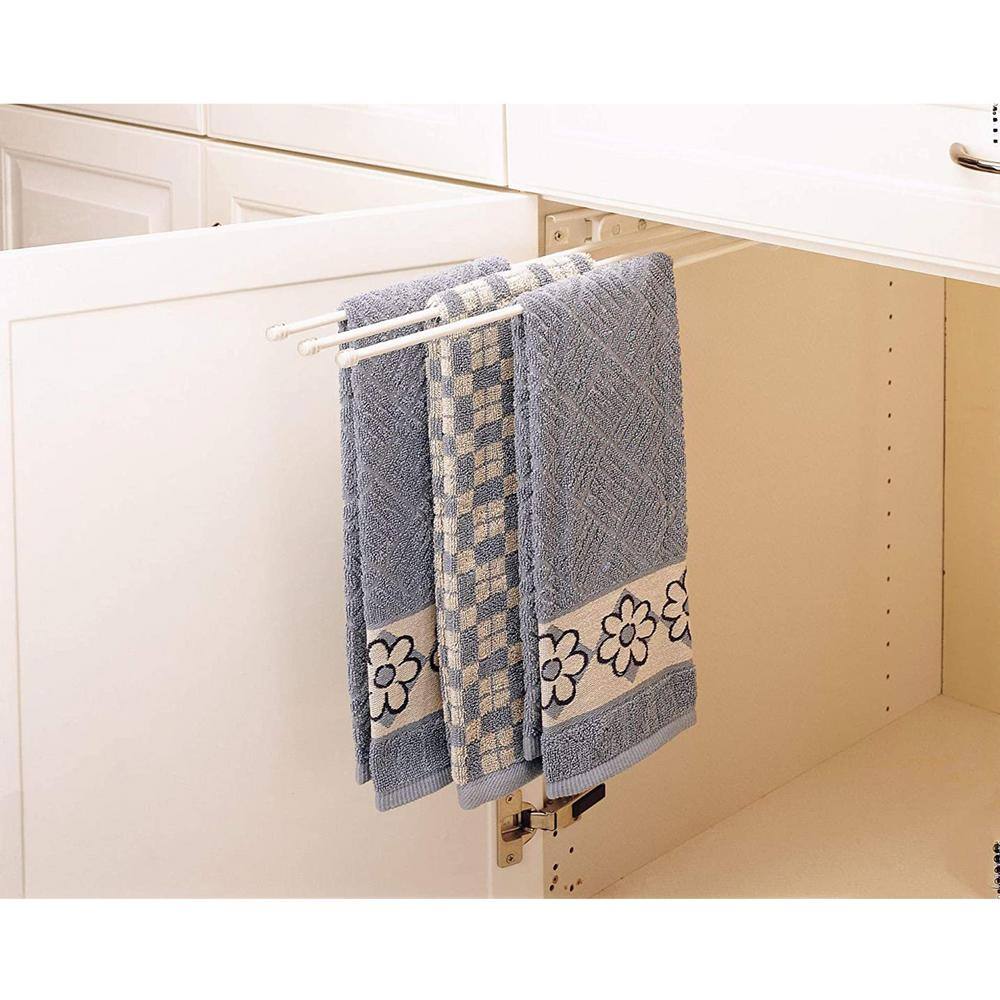 Chrome Wall Mounted 3-Prong Pullout Towel Bar