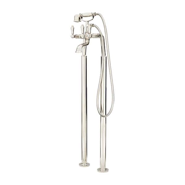 Pfister Traditional Triple-Handle Freestanding Roman Tub Faucet Trim Kit with Hand Shower in Polished Nickel