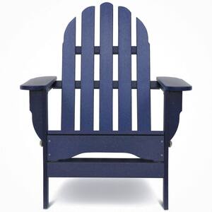 Icon Navy Recycled Plastic Folding Adirondack Chair with Side Table (2-Pack)