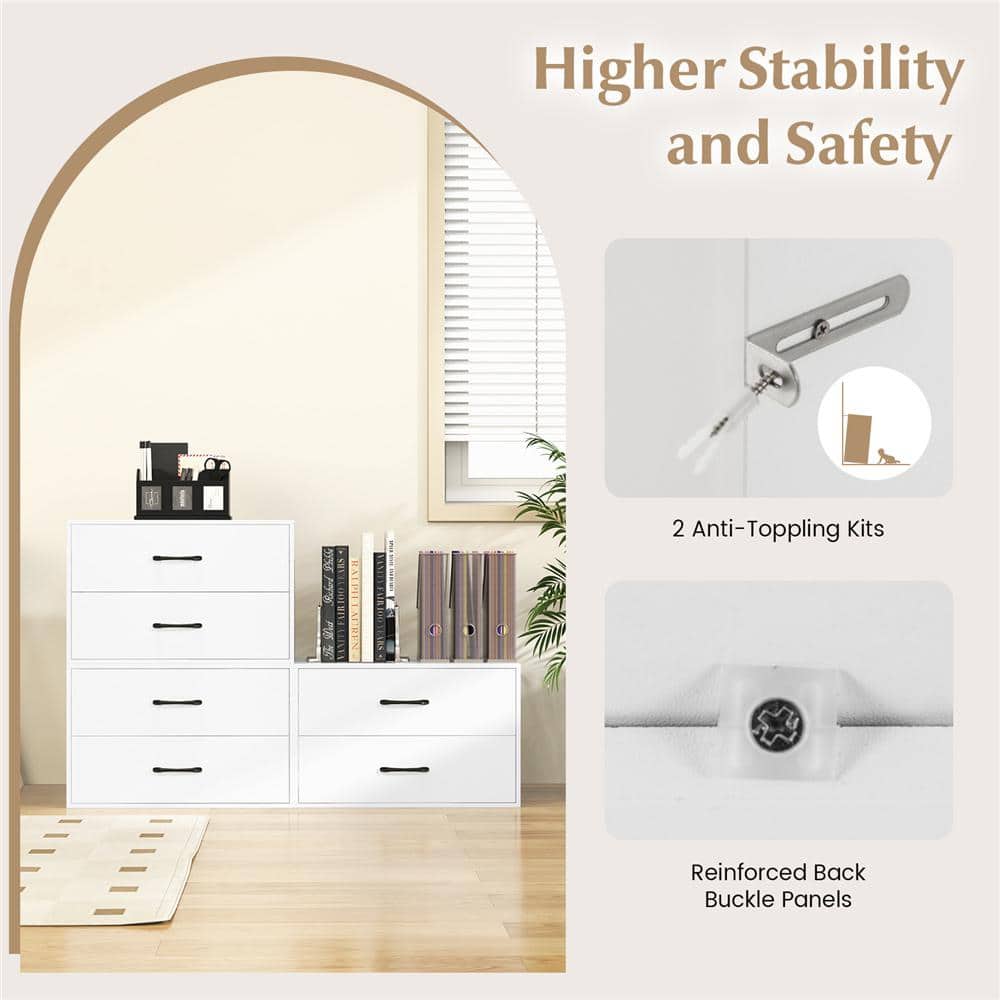 White Horizontal 2-Drawer Stackable Storage Cabinet