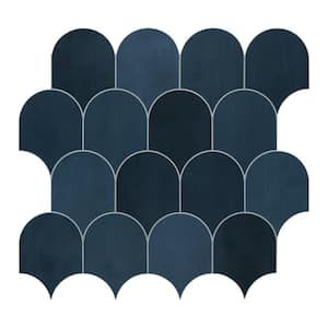 Fish Scales Blue 11.4 in. x 10.9 in. Peel and Stick Backsplash Handmade Looks Stone Composite Tile (8.62 sq. ft./Case)