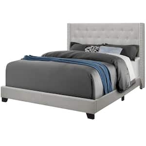 Light Grey Velvet Queen Size Bed