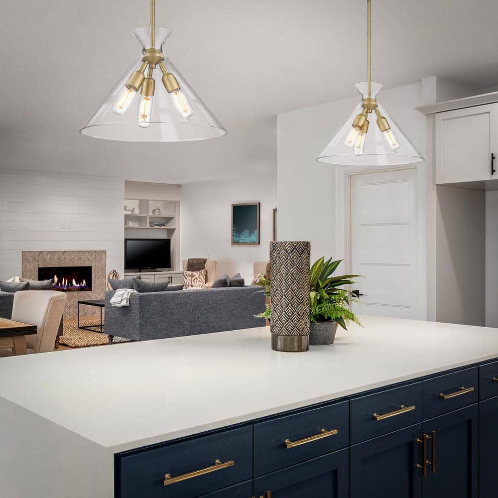Elegant Malta Brushed Champagne Bronze Pendant Light with Clear Glass