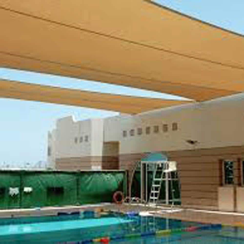Tan Polyethylene Privacy Shade Cloth with Brass Grommets