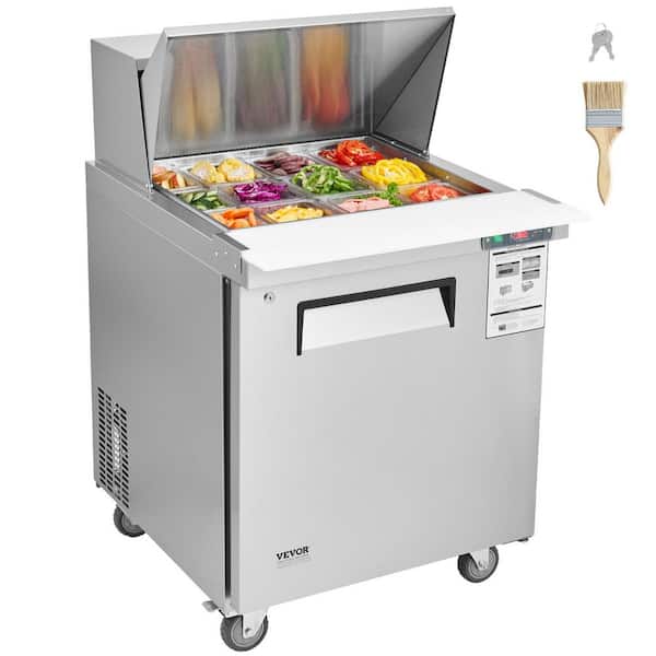 28 in. Commercial Refrigerator Sandwich and Salad Prep Table, 7.4 cu. ft. Stainless Steel Refrigerated Food Prep Station