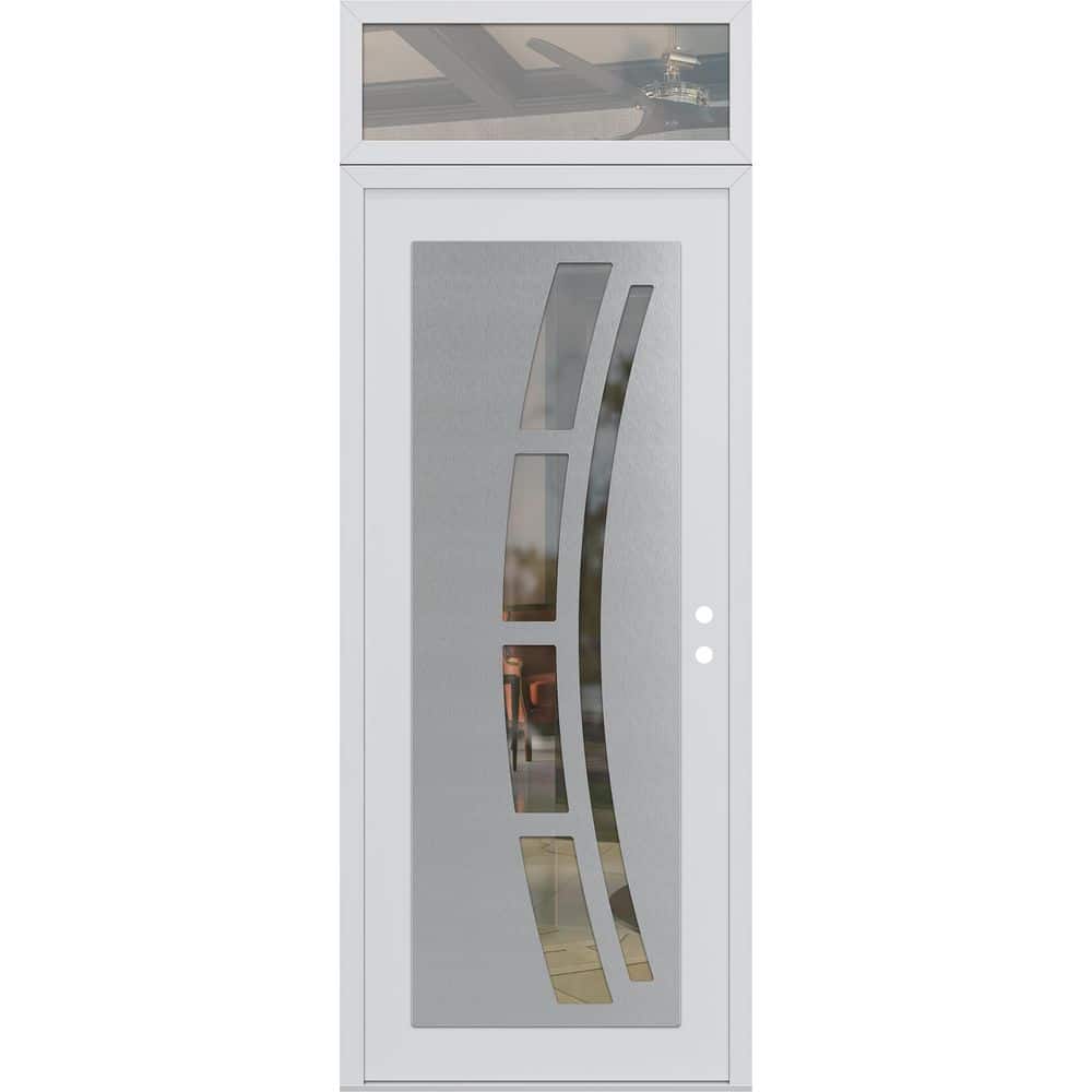 C12 36 in. x 96 in. Silver P Left-Hand/Inswing Clear Glass White/White Transom Steel Prehung Front Door price history on PriceWatchPro